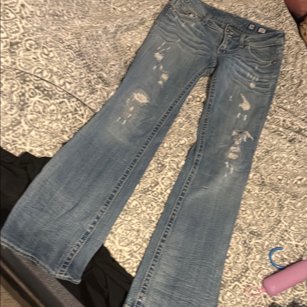 Miss Me Blue Denim with Vintage Distressing